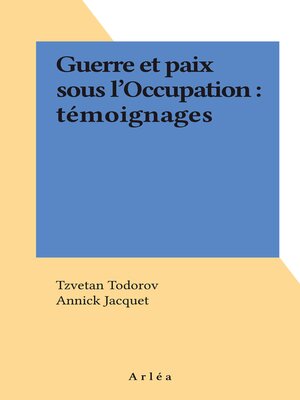cover image of Guerre et paix sous l'Occupation